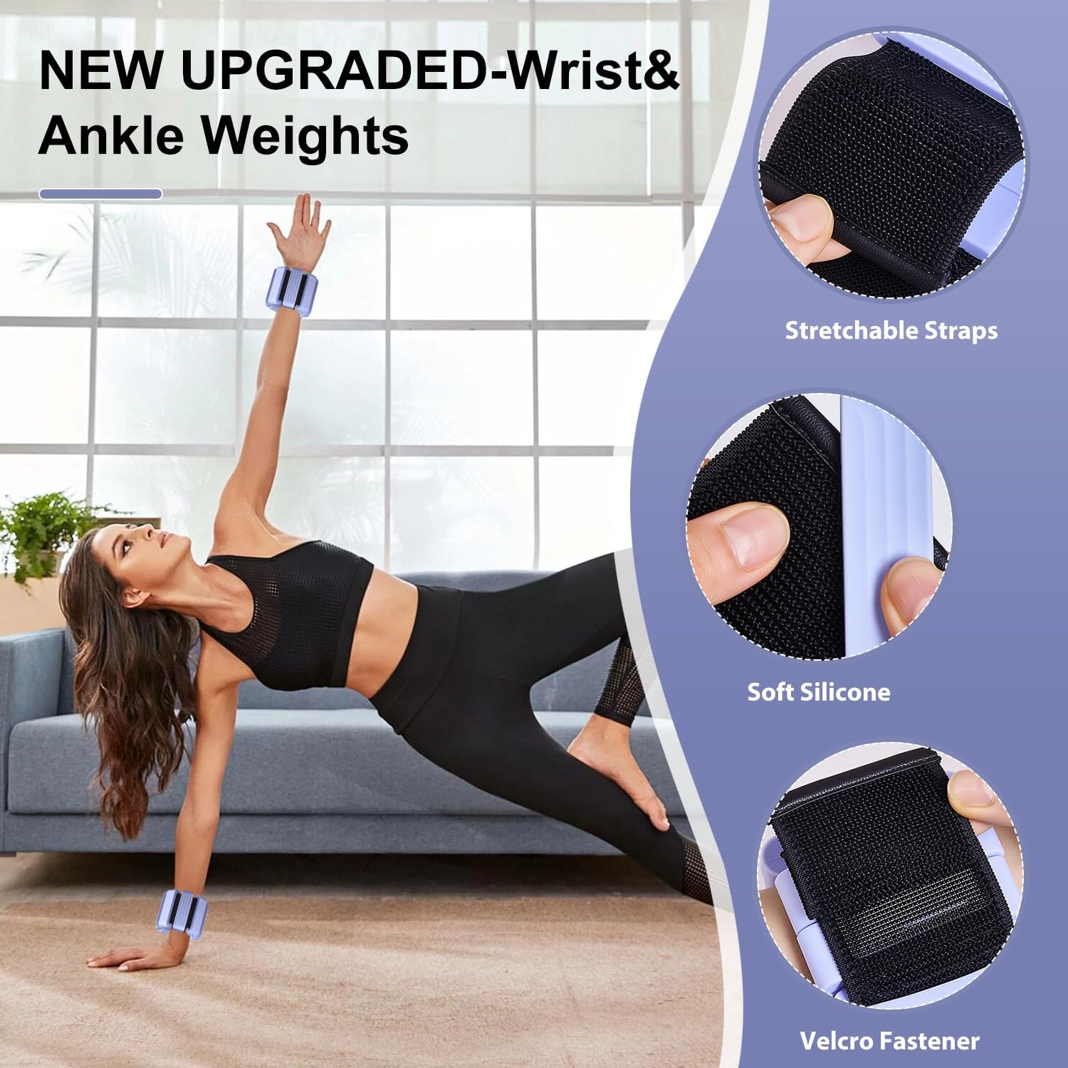 Detalle de Giiyr adjustable ankle and wrist weights set of 2 (1lb each) for yoga, Pilates, running and fitness