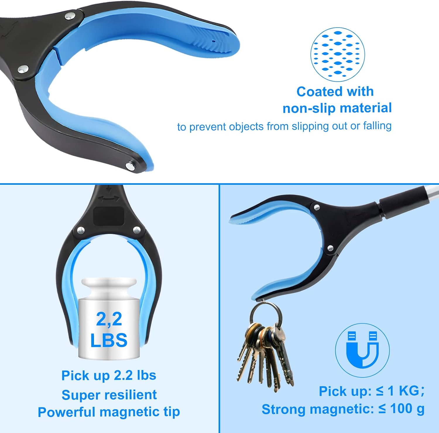 Detalle de OITUGG 2-Pack 83cm Litter Picker Set with Magnetic Tip and 360° Head – Reach Further, Grab Safely