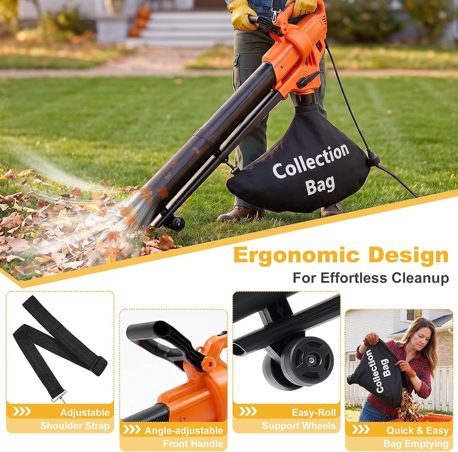 Thumbnail 6 de KMFurnila Electric Leaf Blower Vacuum Mulcher, 1.2-Bushel Bag