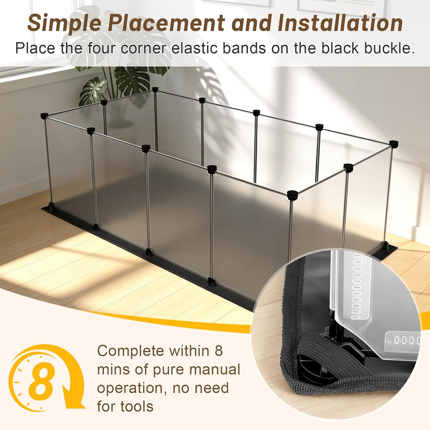 Thumbnail 3 de Aystkniet Guinea Pig Cage with Waterproof Bottom (122cm x 60cm x 40cm) – Semi-Transparent Playpen for Indoor/Outdoor