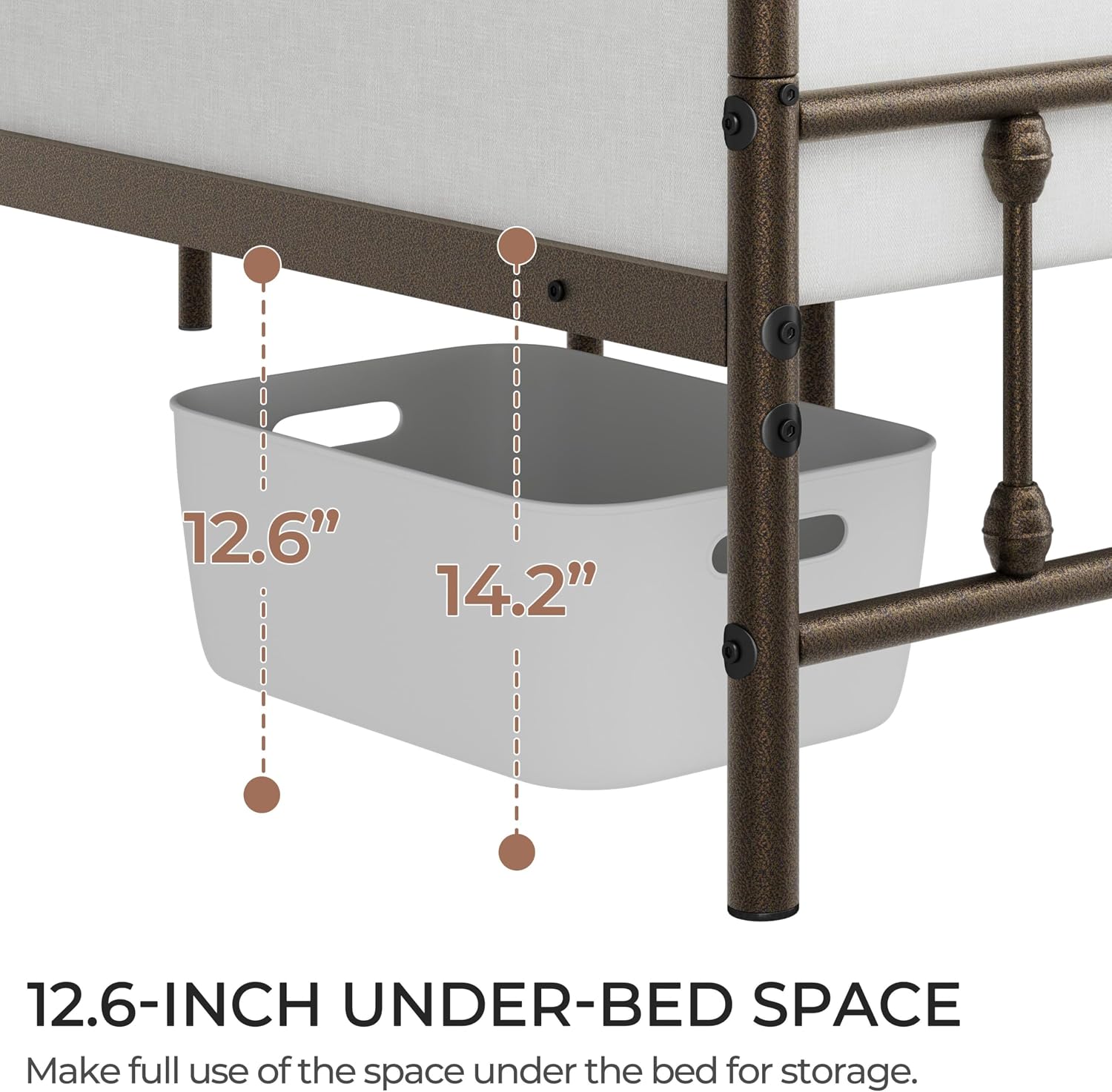 Detalle 2 de Yaheetech YT-00119417-001 King Metal Platform Bed, Victorian Headboard, Bronze