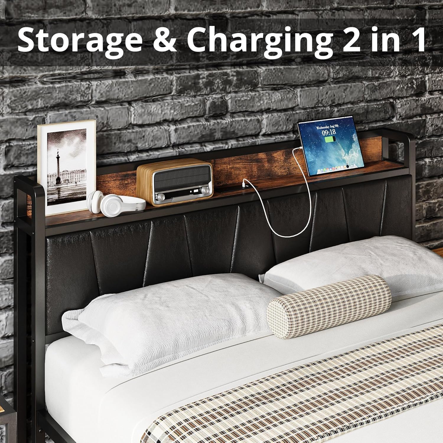 Detalle 1 de LIKIMIO Full Size Bed Frame