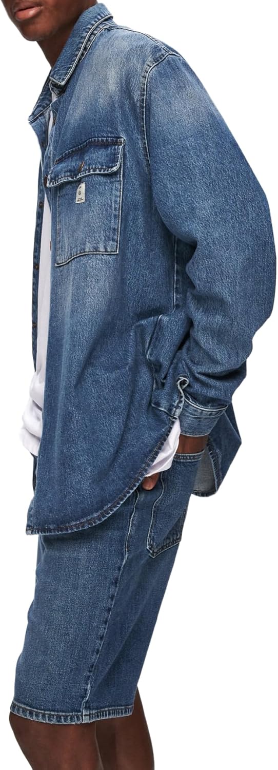 Detalle de LTB Steven – Chemise homme en denim durable, col boutonné, coupe droite