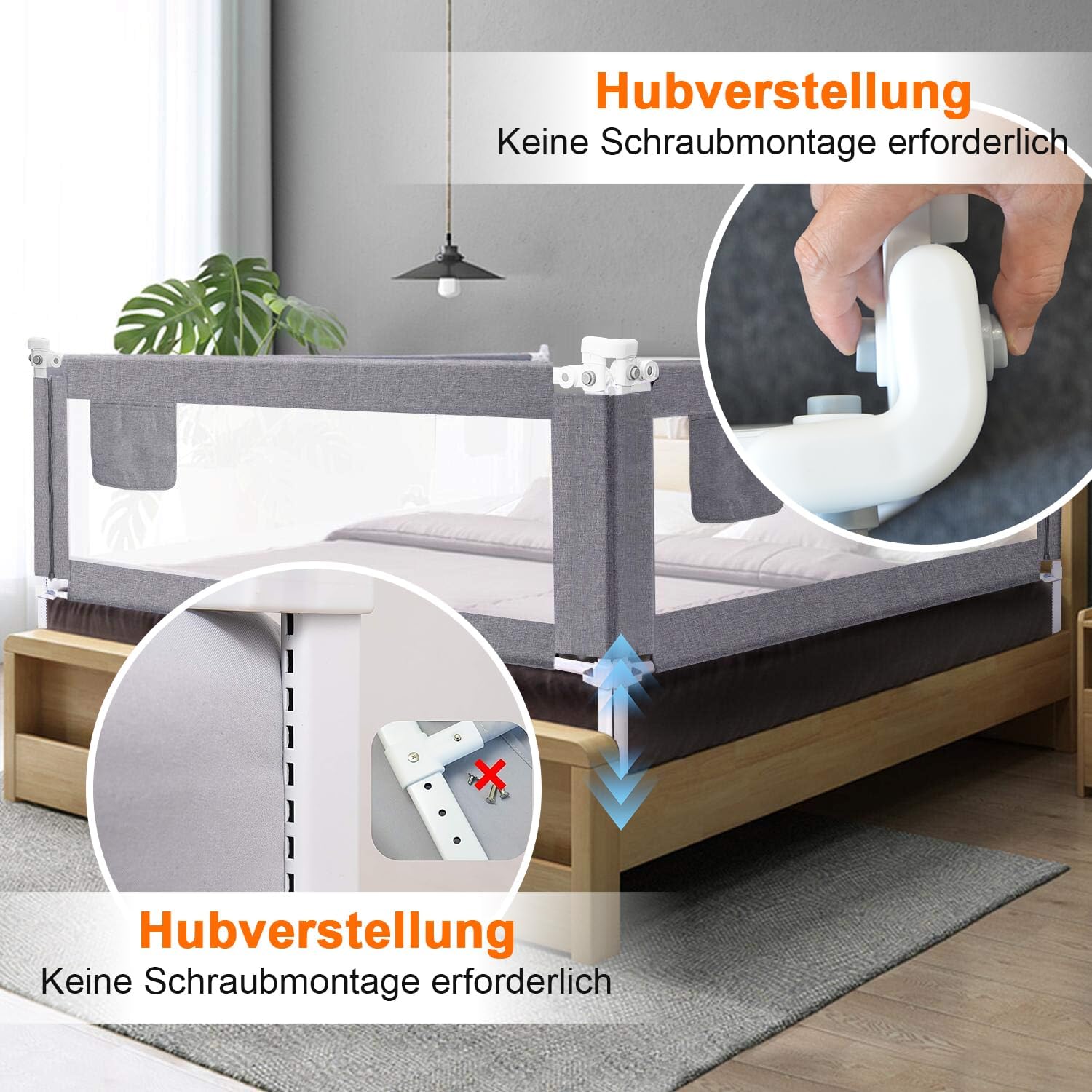 Thumbnail 6 de Eyeleaf Rausfallschutz Bettgitter Grau 1.8M