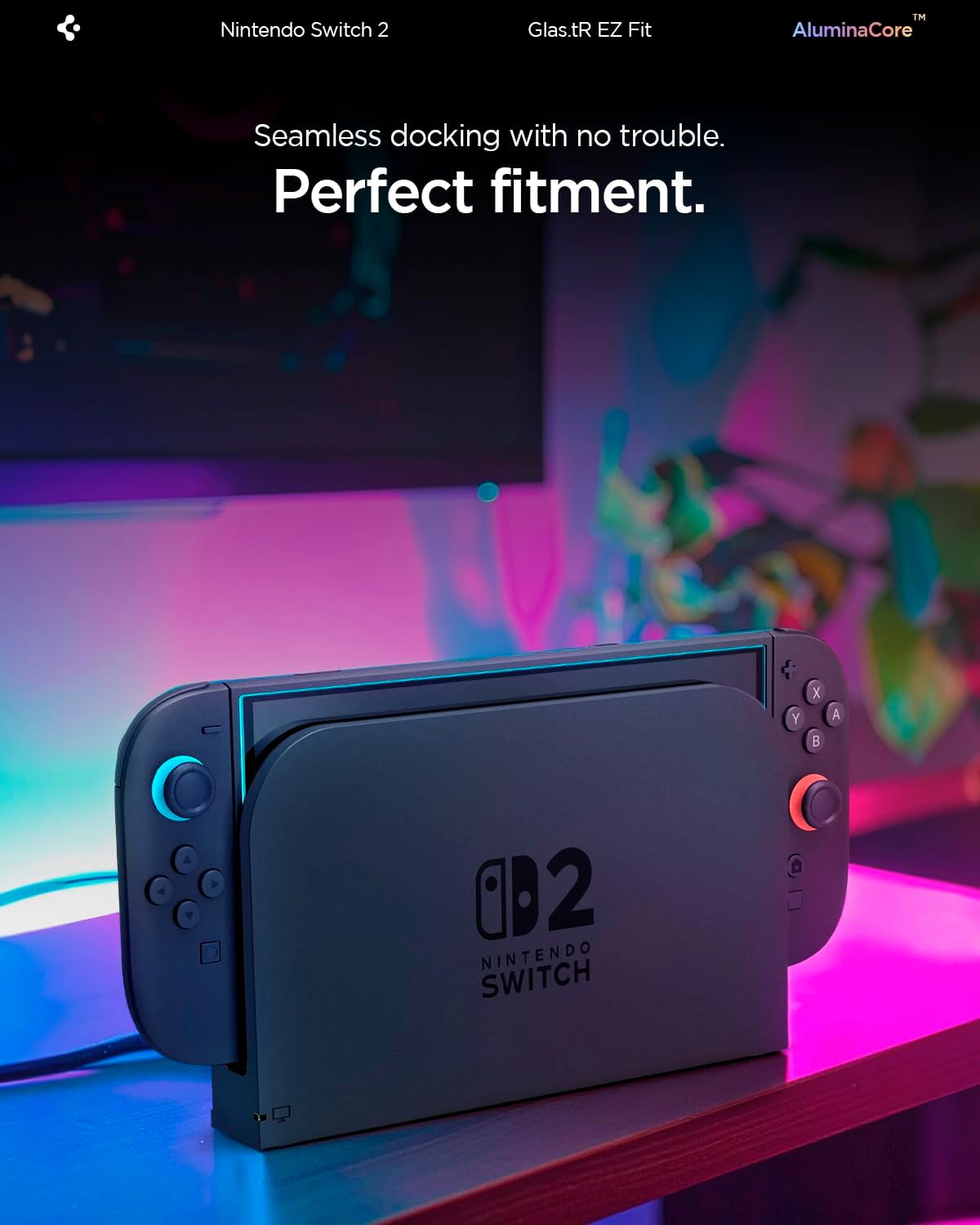 Thumbnail 5 de Spigen Glas.tR EZ Fit Verre trempé 9H pour Nintendo Switch 2 (2 pièces) avec kit d’installation