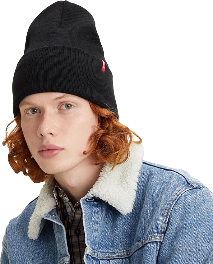 Detalle 2 de Levi's Slouchy Red Tab Beanie gorro de punto azul
