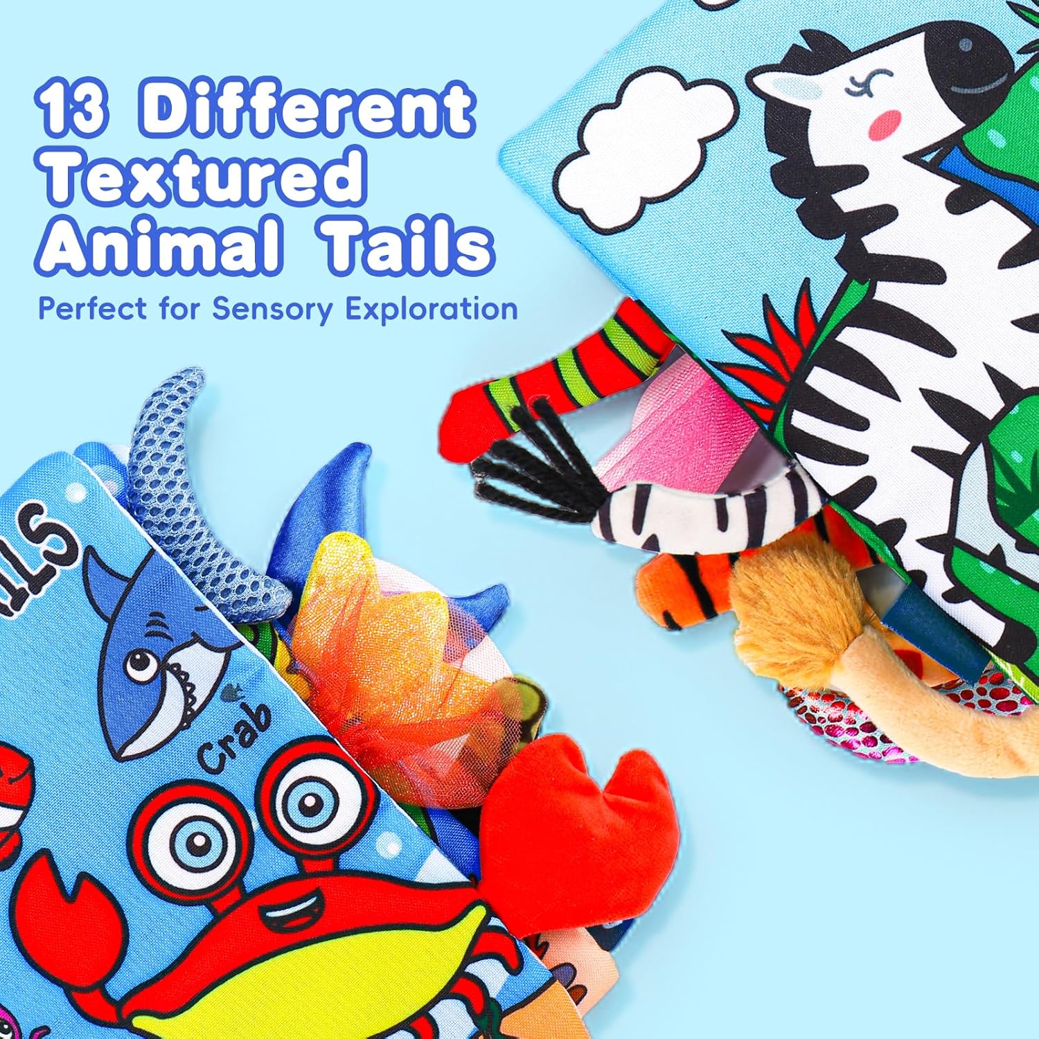 Thumbnail 2 de 2PCS Baby Sensory Books for Tummy Time (0–6 Months) — Crinkle & Touch-and-Feel Travel Soft Books