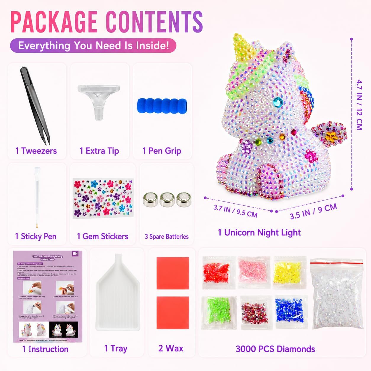 Thumbnail 4 de HappyGoLucky Set luci Unicorno 4D Diamond Painting