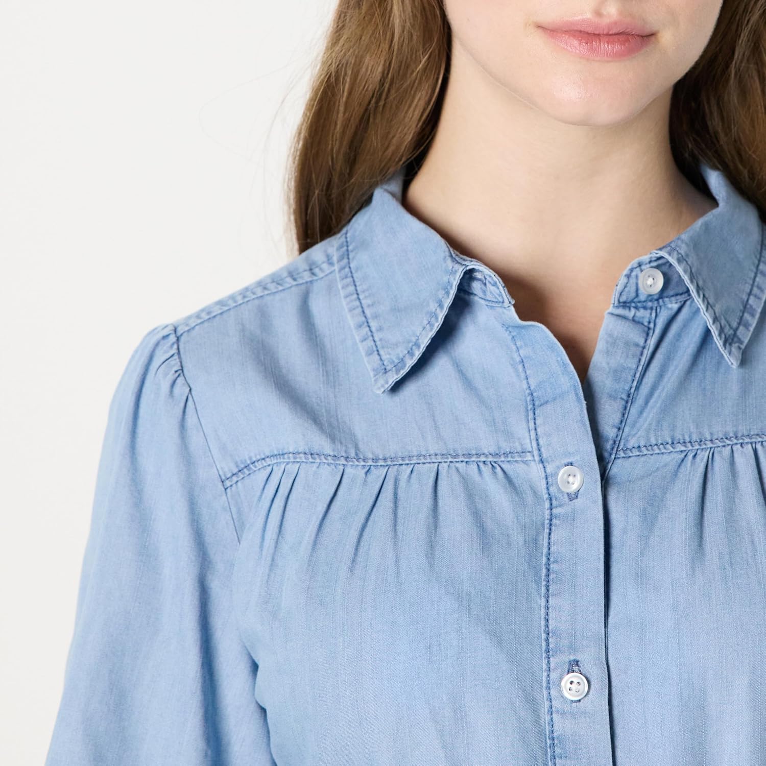 Thumbnail 4 de Amazon Essentials Damen Fit-and-Flare Jeanshemdkleid aus Chambray – gestreift, langarm