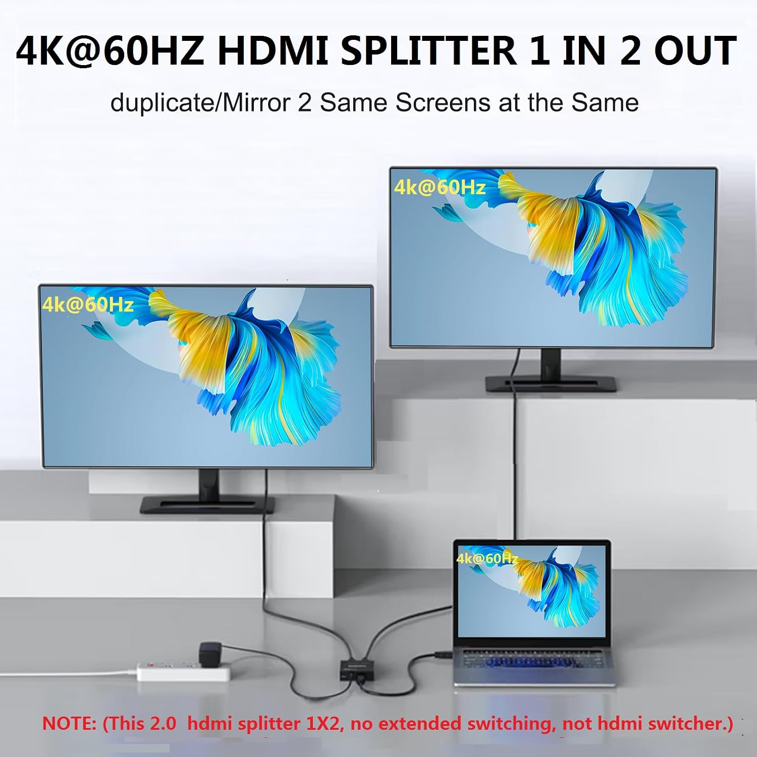Detalle de 4K@60Hz 1x2 HDMI Splitter (HDMI 2.0) – Mirror 2 Displays from a Single Source