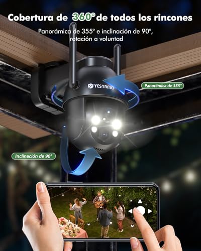 Detalle de YESYAMO 2K Cámara de Vigilancia WiFi Exterior Solar 360°