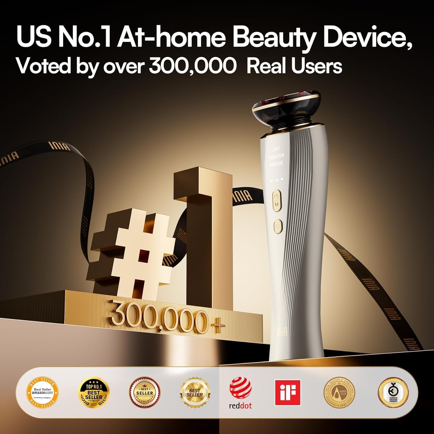 Thumbnail 1 de INIA Micro-Current Facial Lift Device 3-in-1 red light therapy for face