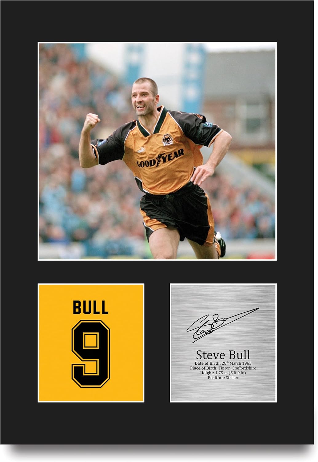 Thumbnail 6 de HWC Trading Steve Bull Wolves printed signed autograph picture, A4 portrait framed