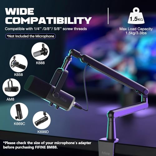 Thumbnail 3 de FIFINE BM88 Low Profile Microphone Boom Arm Stand