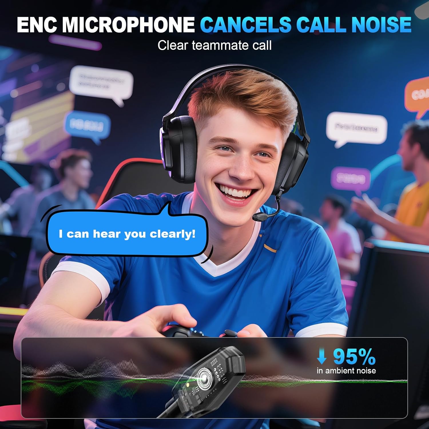 Thumbnail 2 de SKAPENDY 2.4GHz Wireless Gaming Headset (PC, PS5, PS4, Switch & Mac) — Low-Latency Audio, Noise-Canceling Mic, Lunar Black