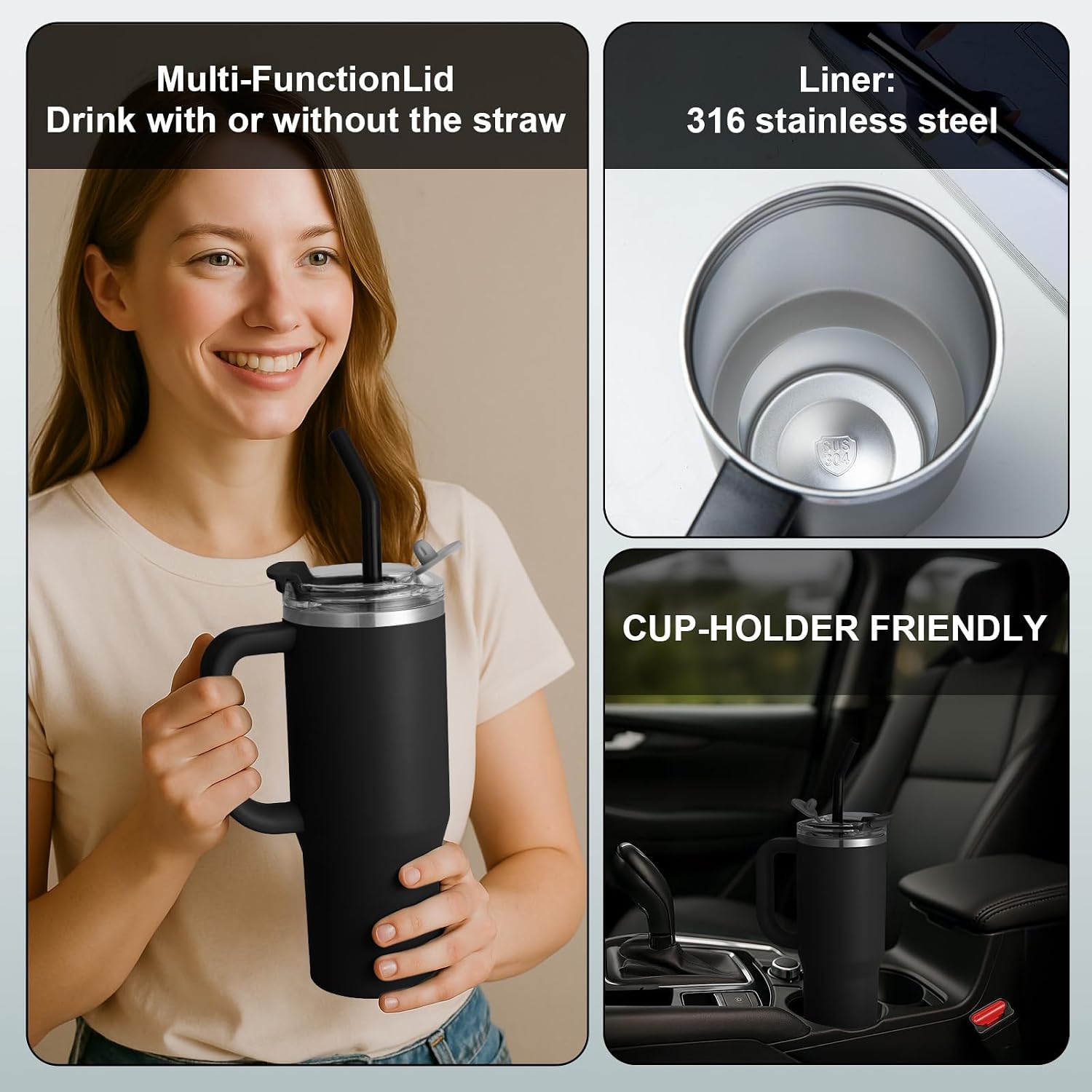 Thumbnail 3 de Homealexa Insulated Tumbler 900ml/30oz with Double Wall Vacuum Insulation, Purple