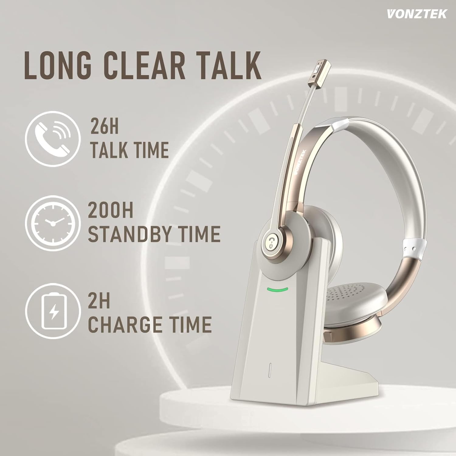 Thumbnail 6 de Vonztek Wireless Headset with QCC v5.1 Bluetooth 26 Hrs