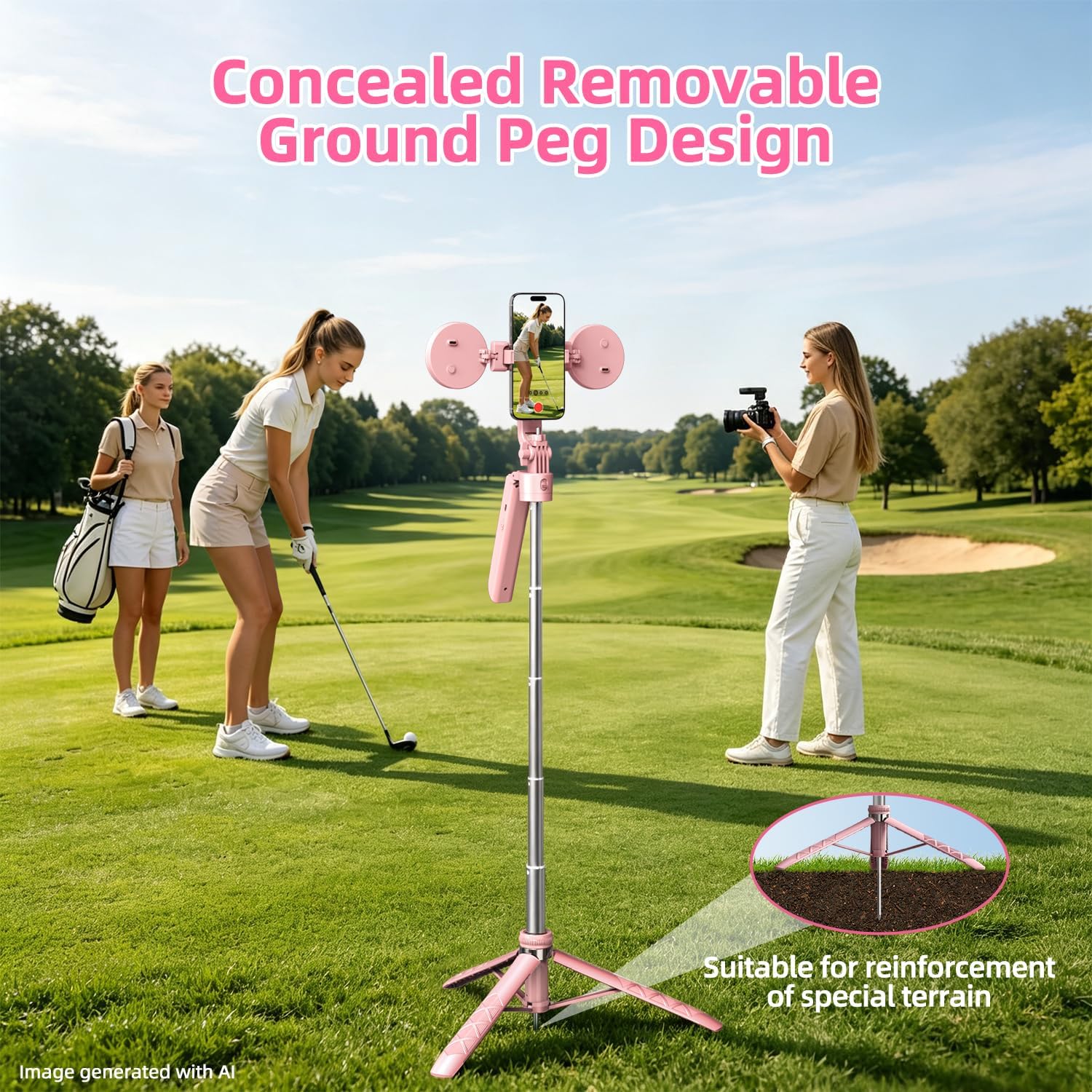 Detalle de yAyusi C20 Pink Vlogging Kit with 71" Face-Tracking Tripod, Lights & Mic