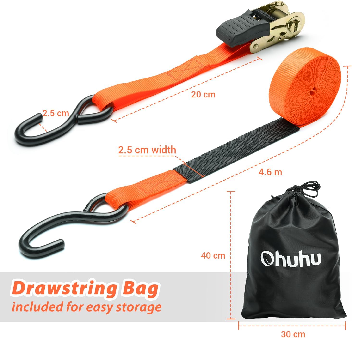 Detalle 2 de Ohuhu Ratchet Straps 4.6m 680kg
