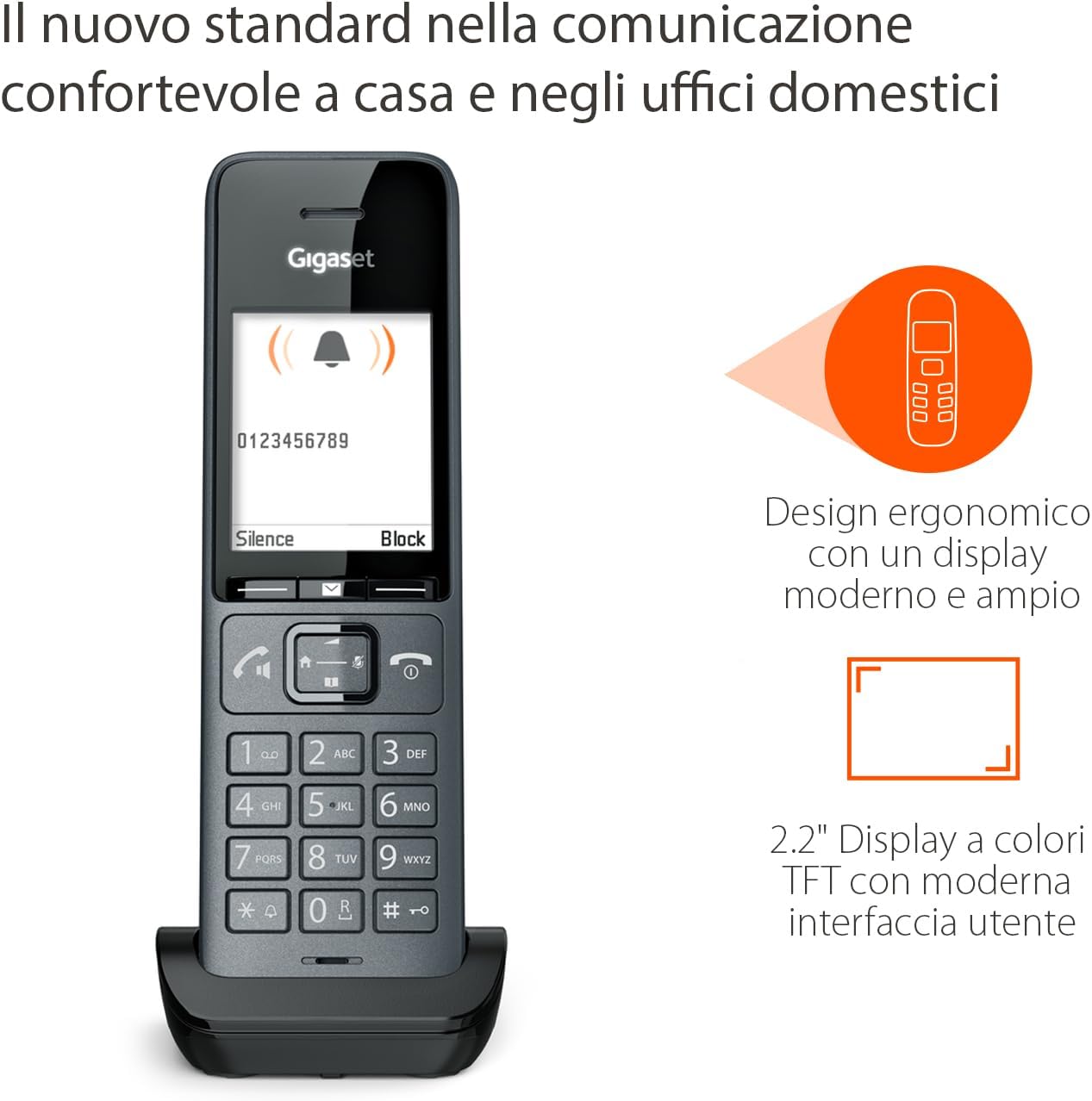 Detalle de Gigaset COMFORT 520HX: Telefono Portatile Aggiuntivo con Vivavoce in Nero Titanio