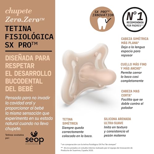 Detalle de Suavinex Chupete Zero Zero para 6–18 meses | Silicona SkinFriendly, diseño aireado