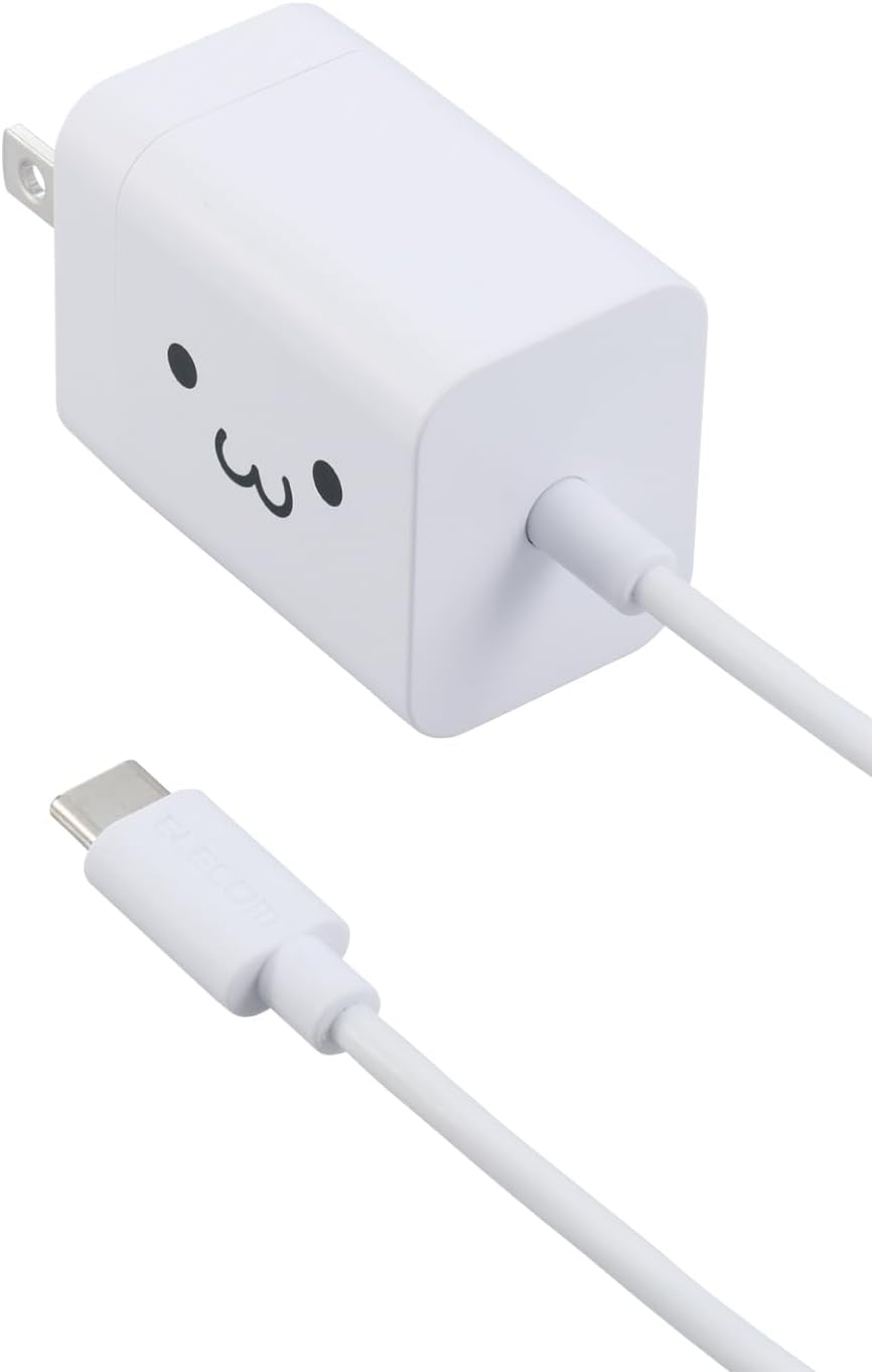 Detalle de エレコム EC-AC6920WF USB-C充電器 20W PD対応・ケーブル一体型 1.5m