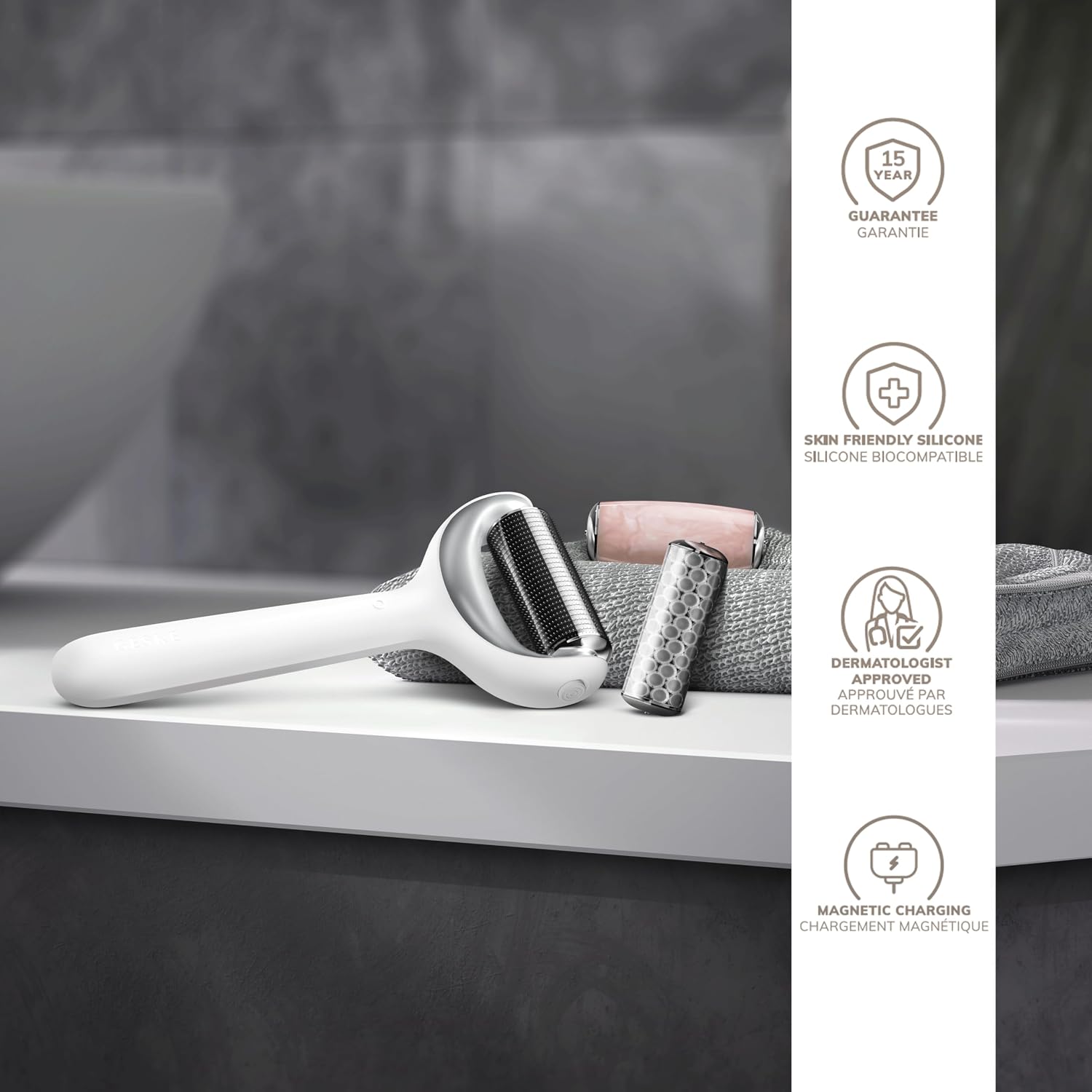 Detalle 2 de GESKE SmartAppGuided™ Roller viso & corpo microaghi 9 in 1 con quarzo rosa