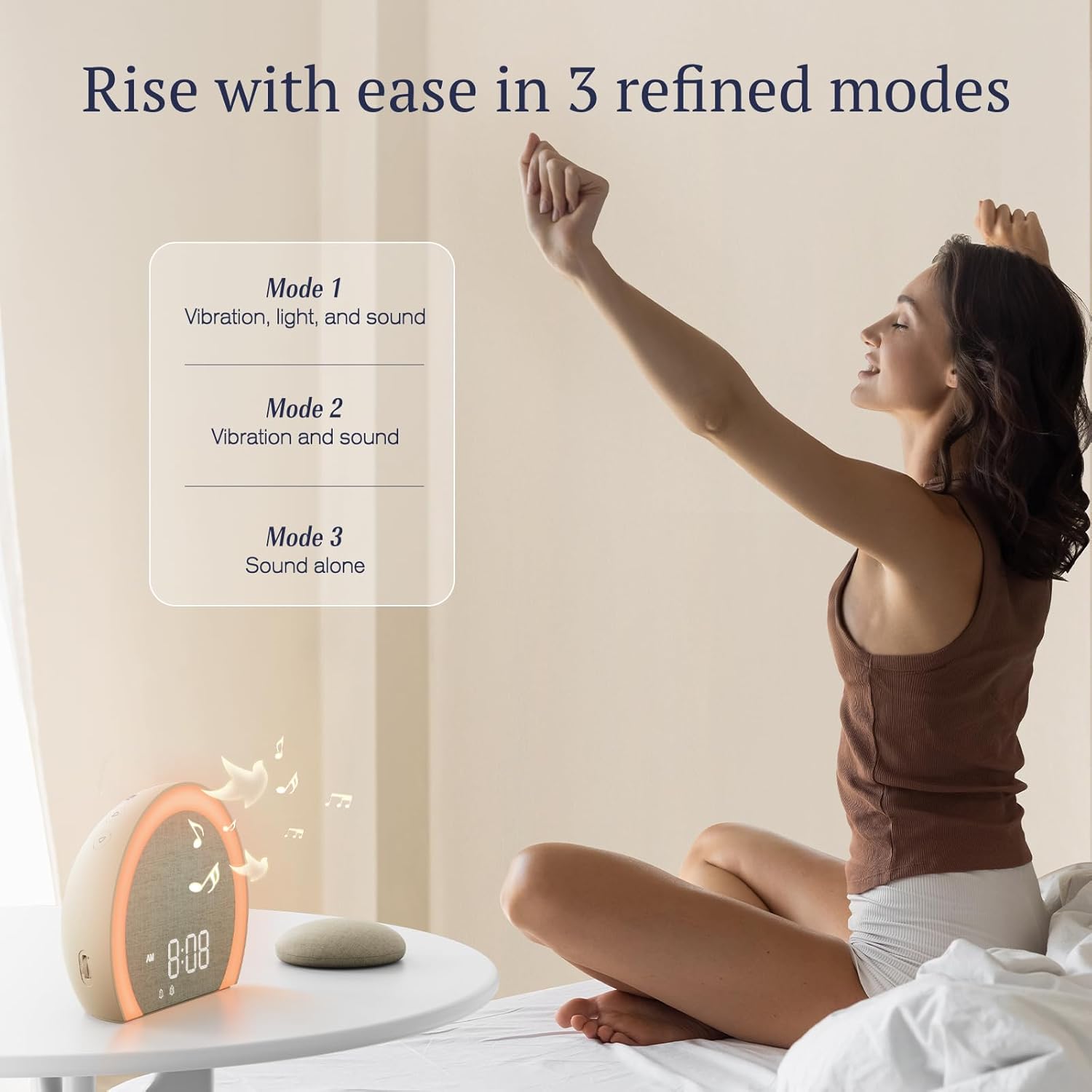 Thumbnail 2 de ANJANK Extra lauter Wecker mit kabelloser Vibration, Licht & 2 Alarmen (9-Farben Nachtlicht)