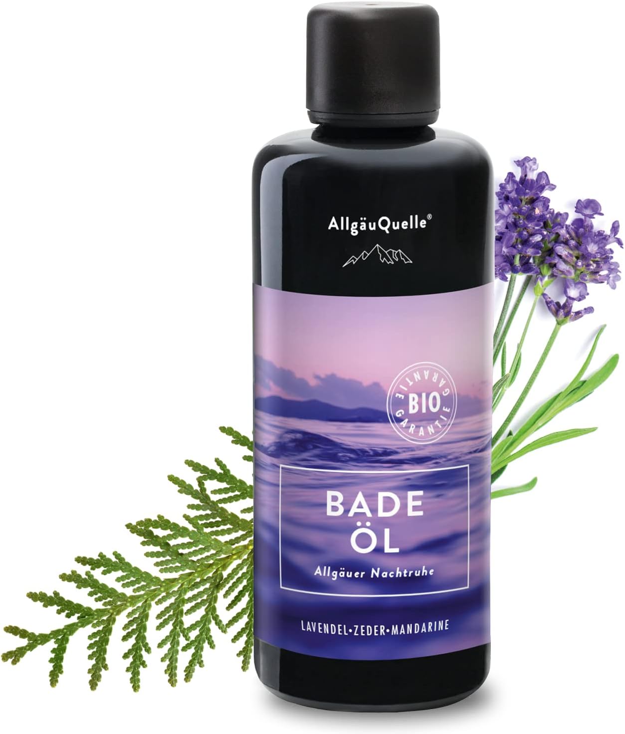 Detalle 2 de AllgäuQuelle® BIO-Badeöl „Allgäuer Atemwohl“ mit Bio-Ölen (Jojoba, Minze, Zeder, Cajeput) – 100 ml