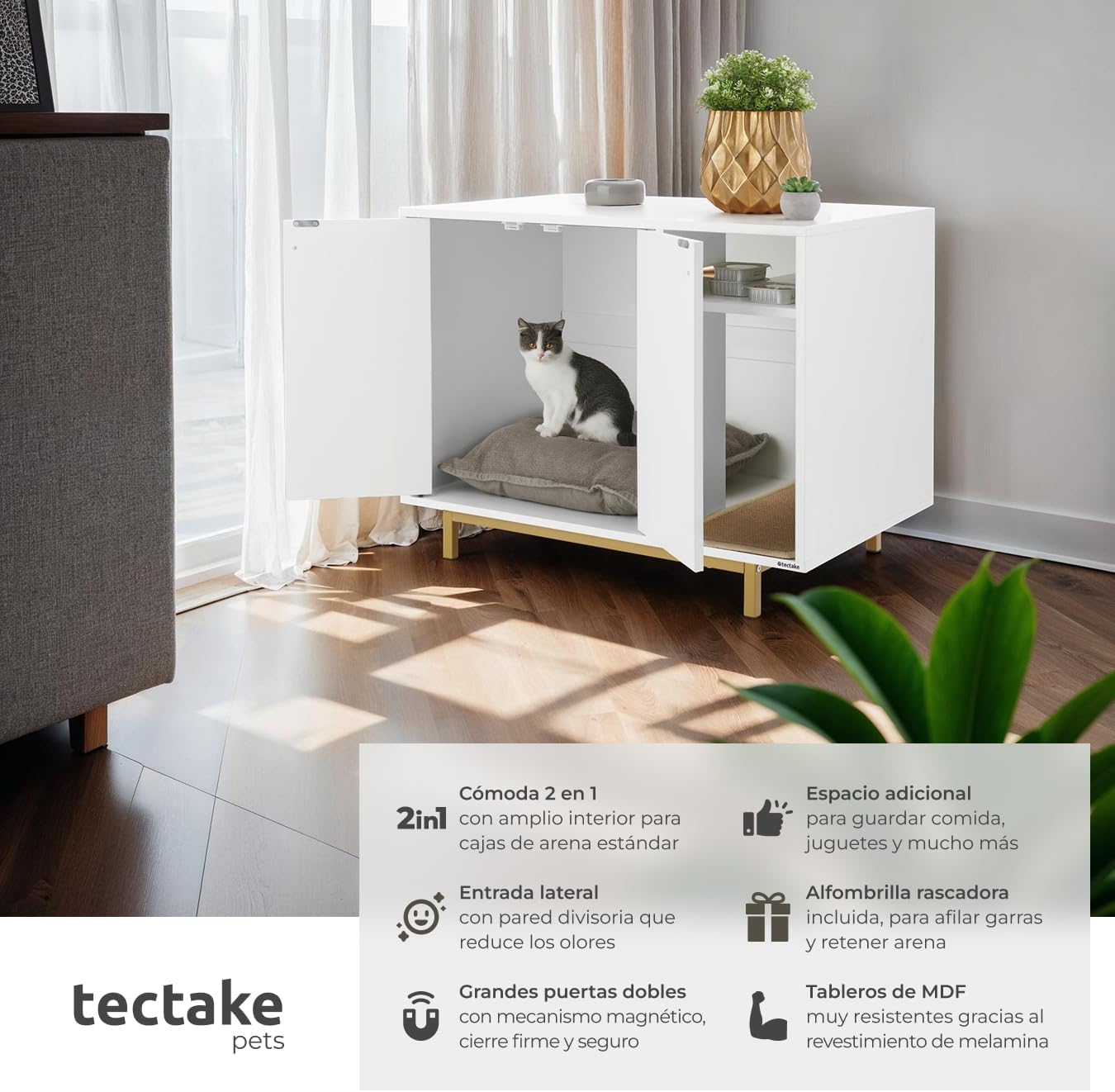 Detalle 2 de tectake® Mueble arenero 80 x 52 x 61,5 cm