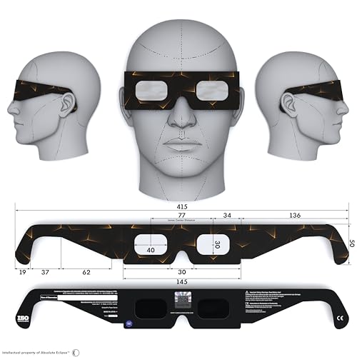 Detalle de Absolute Eclipse Lunettes Eclipse Solaire 2026 – Pack Famille 6, Design Goldline