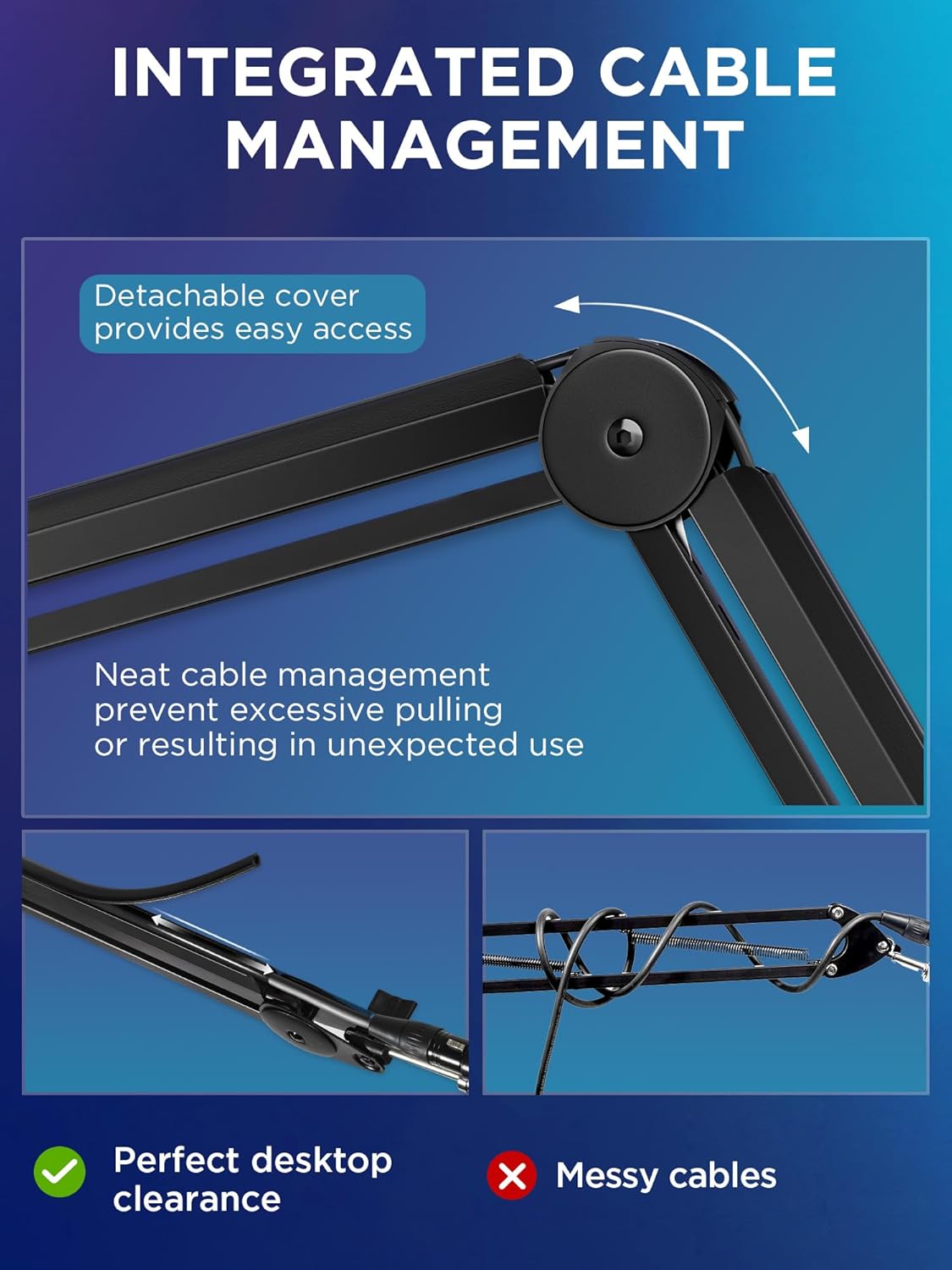 Detalle de InnoGear Mic Boom Arm Microphone Stand with Cable Management Channels