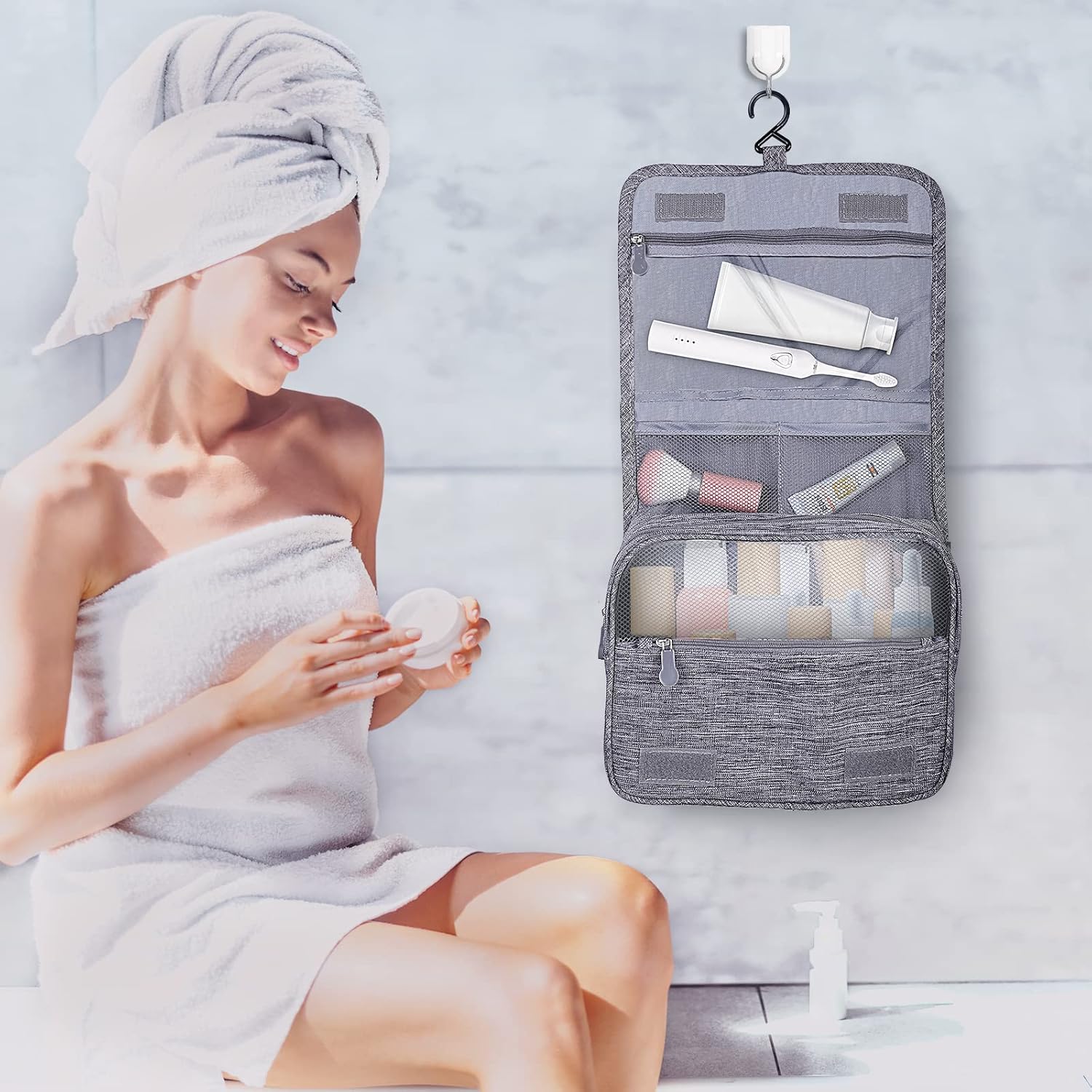 Thumbnail 6 de AiQInu trousse de toilette pliable grande capacité imperméable avec crochets