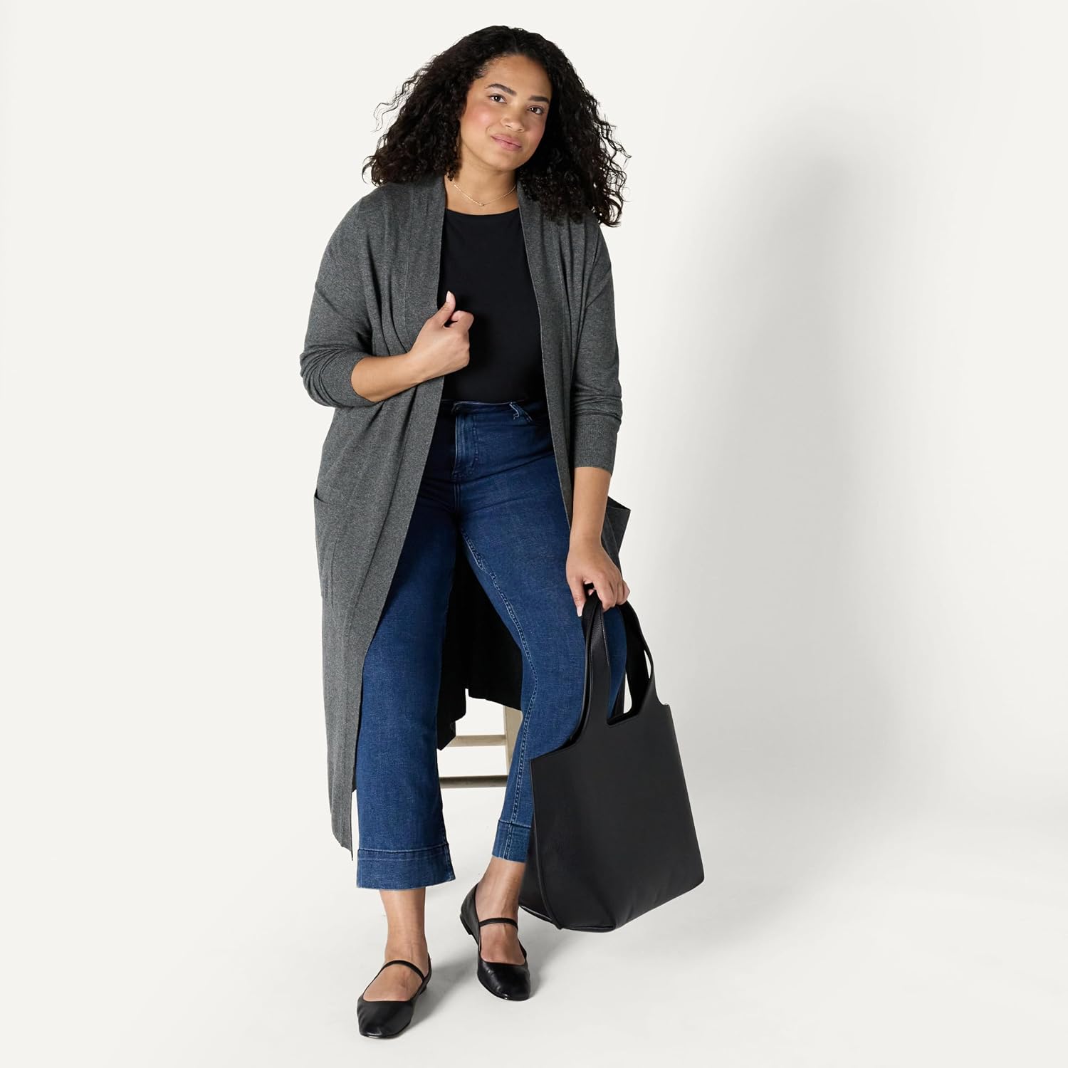 Detalle de Amazon Essentials Women's Lightweight Floor Length Longline Cardigan