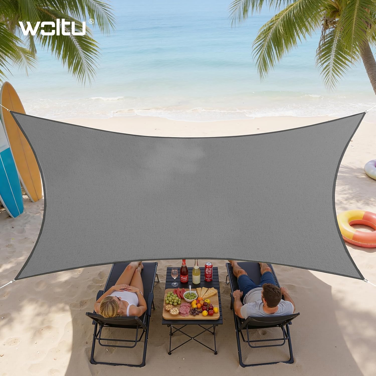 Thumbnail 6 de WOLTU Sonnensegel Rechteck 4x6 m grau – wasserabweisend mit UV-Schutz für Garten, Terrasse & Camping