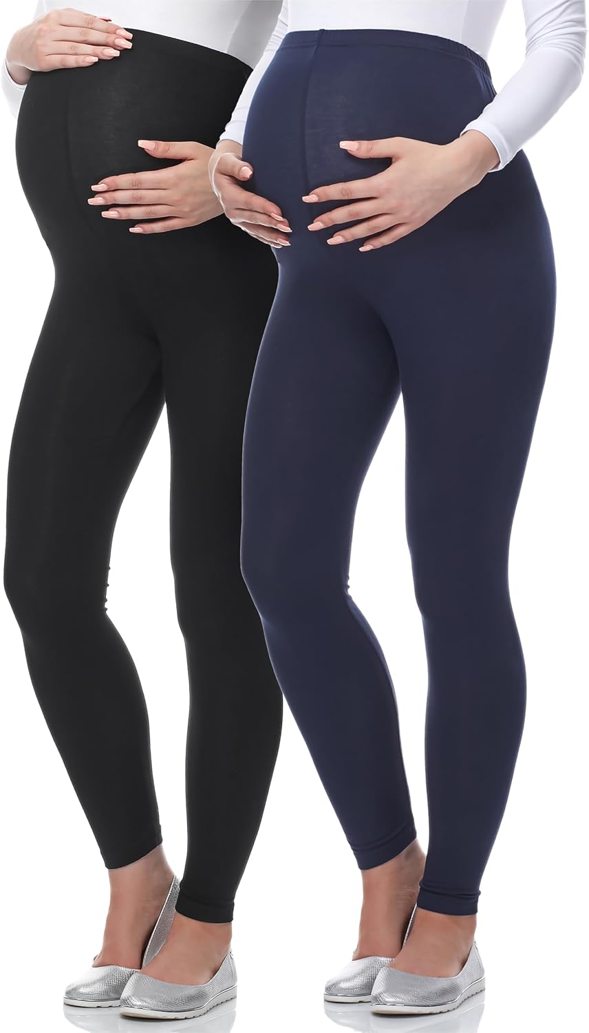 Detalle de Lot de 2 leggings de grossesse Be Mammy en viscose opaques
