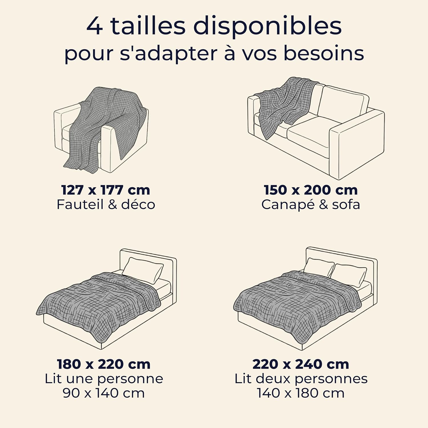 Thumbnail 2 de Dreamzie Couverture en mousseline 220x240 cm en coton (4 couches) gris clair – légère, respirante et lavable à 30 °C