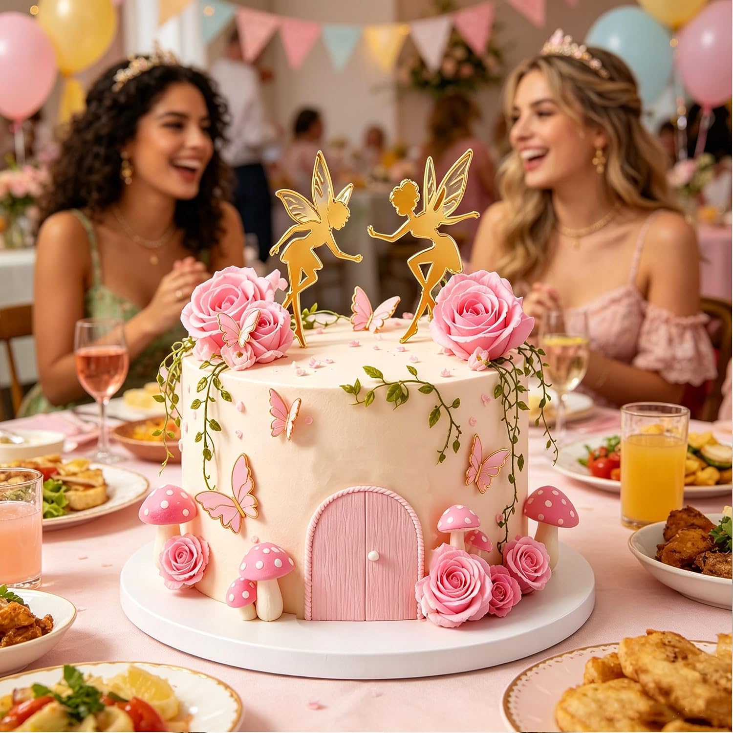 Detalle 2 de LEFUBABY LEAF-LS-26-LJJ-CC007 Fairy Cake Topper Set, Pink Acrylic, 26 Count