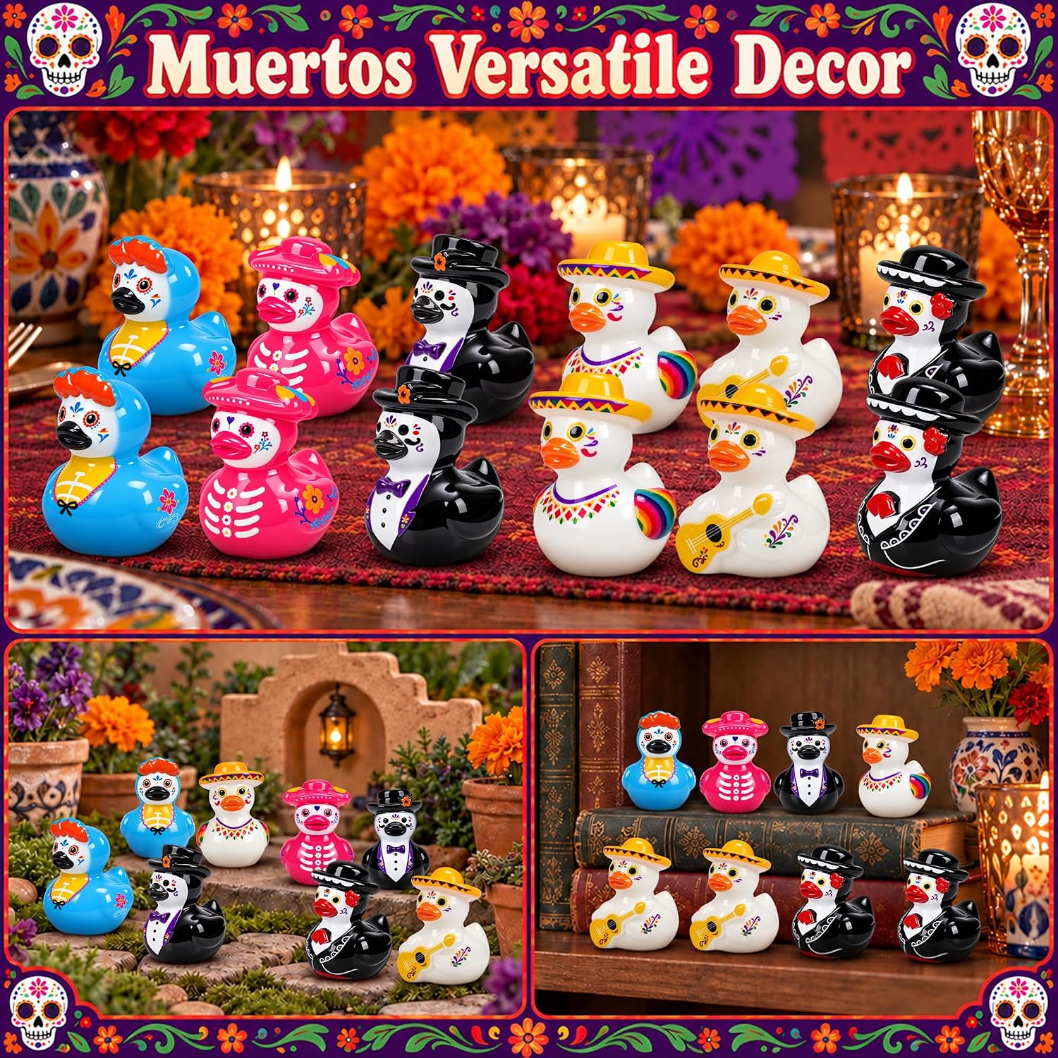 Detalle de Day of the Dead Mini Resin Duck Figurines, 84-Piece Set in 6 Styles