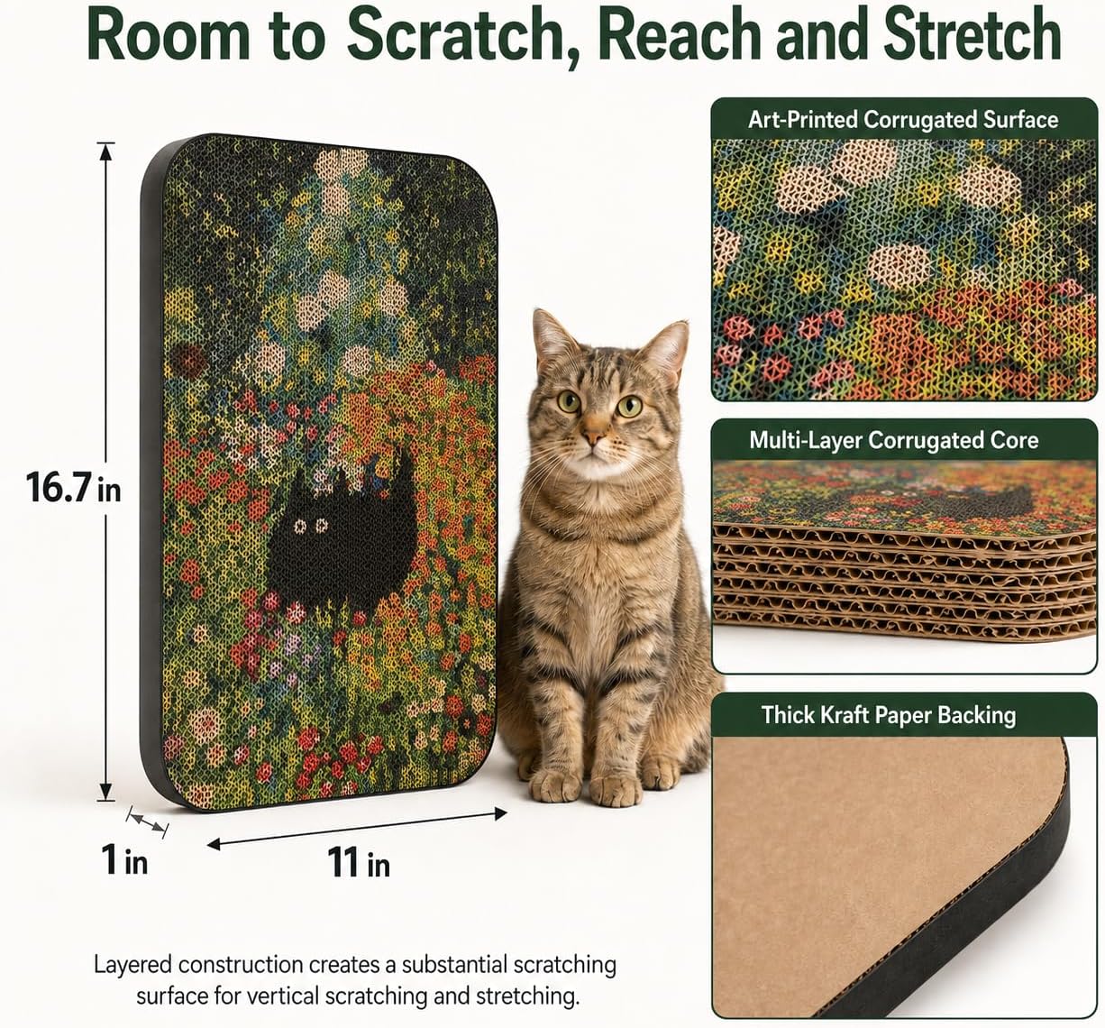 Detalle 2 de LESISSMER Cat Scratching Board, 16.7 x 11 x 1 Inch