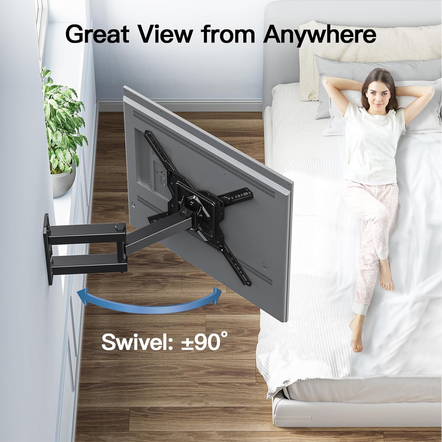 Thumbnail 2 de PERLESMITH TV Wall Bracket for 26–60 inch TVs with Swivel, Tilt and Extend – Up to 35kg (Max VESA 400x400mm)
