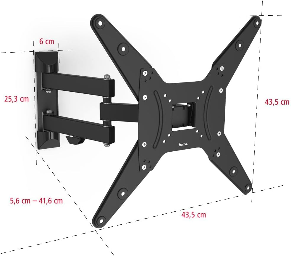 Thumbnail 5 de Hama support mural TV pivotant/inclinable télescopique noir (TV 32 à 65”, 10 ans de garantie)