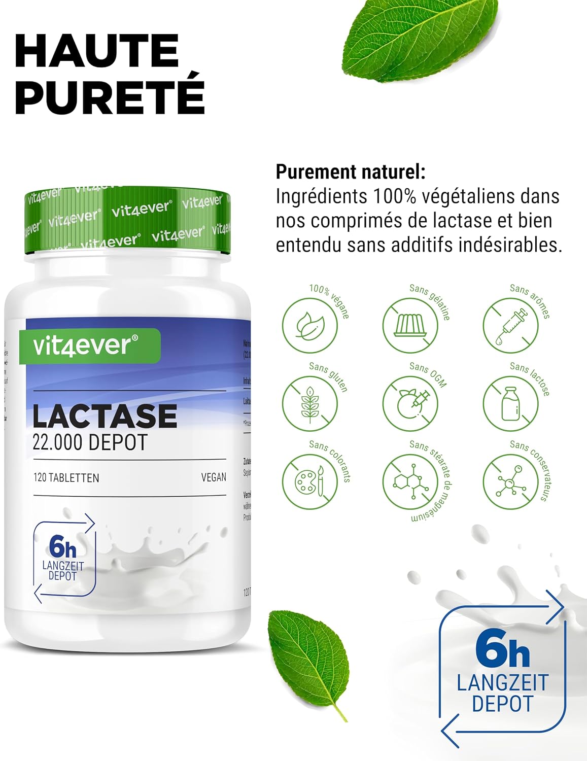 Detalle de Lactase 22.000 Depot-120 comprimés lentilactase