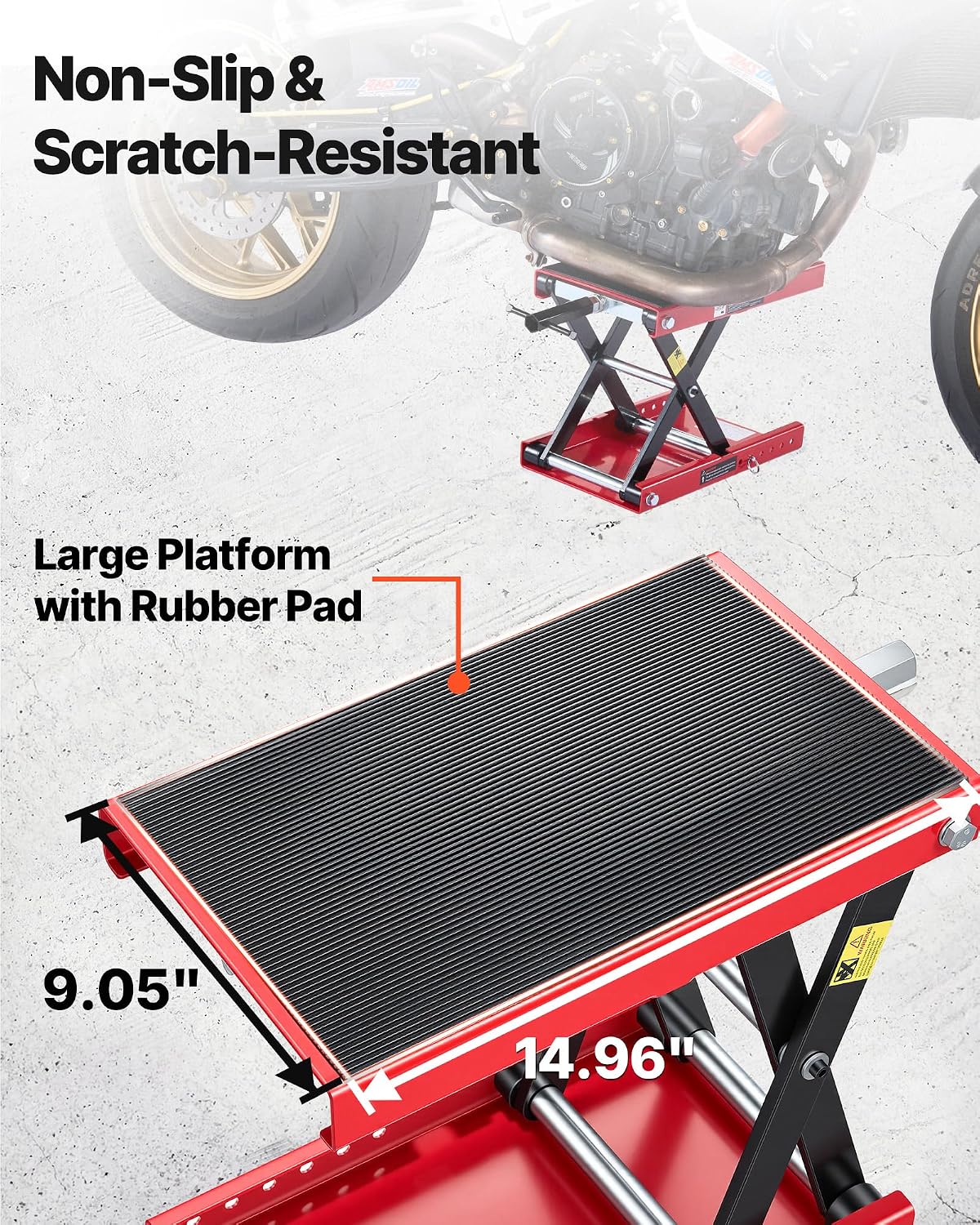 Thumbnail 5 de VEVOR Motorcycle Lift: 1100 lbs Scissor Lift with Wide Deck and Lock Pin