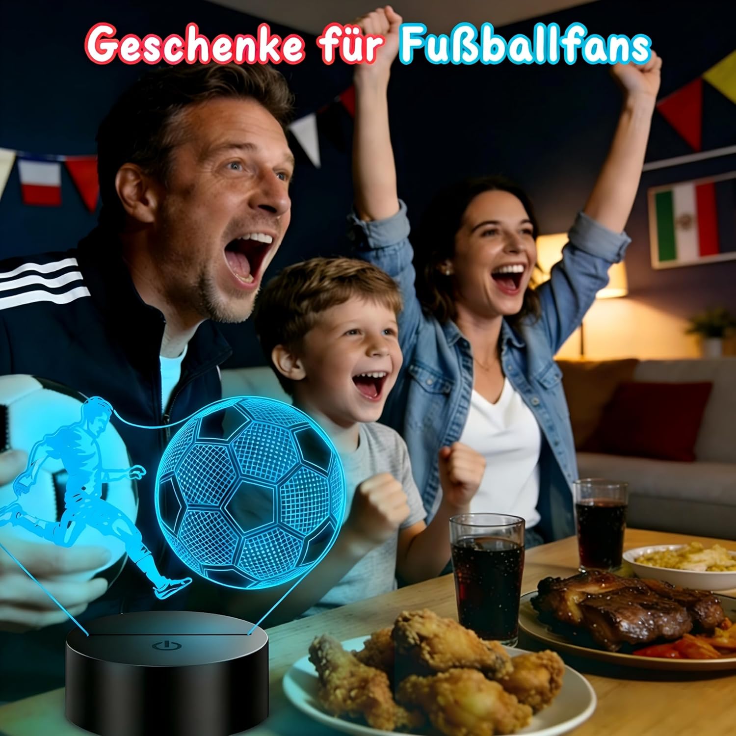 Thumbnail 1 de Polemera Fußball Nachtlicht 3D mit 16 Farben