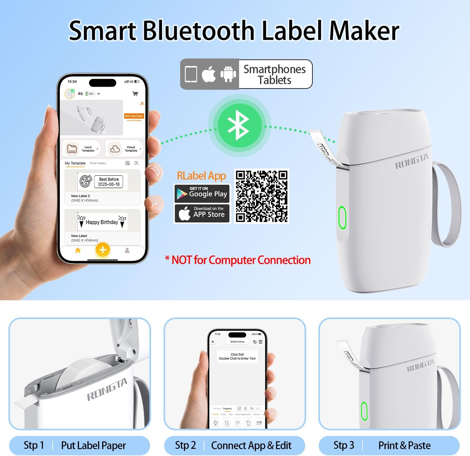 Detalle de Rongta Mini Label Maker: Compact Bluetooth Printer