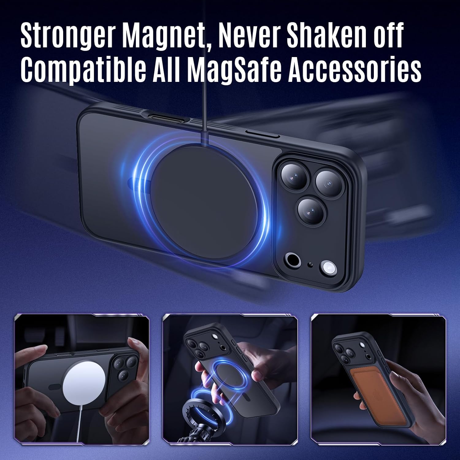 Thumbnail 2 de Symcele Case for iPhone 17 Pro Max with MagSafe — 15 ft Drop Protection, Camera Cover, Matte Translucent Black