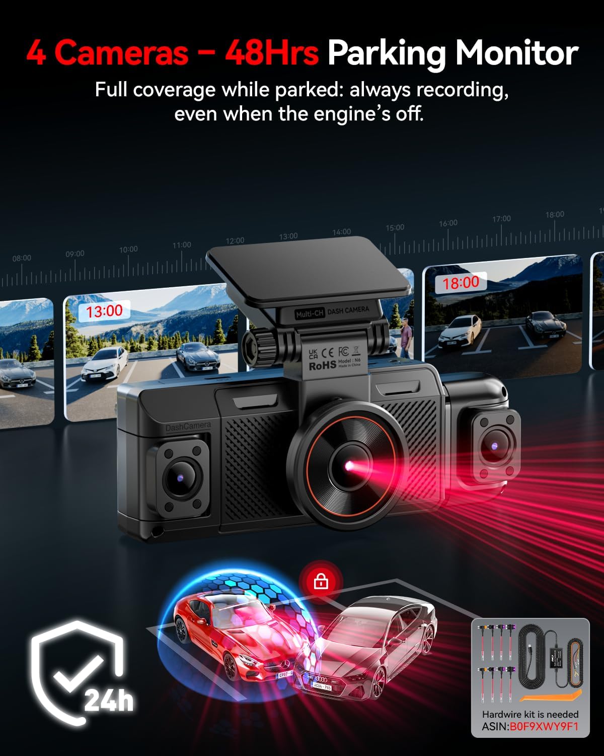 Thumbnail 3 de IIWEY N6 4-Channel 360° Dash Cam with STARVIS 2K, Night Vision & GPS