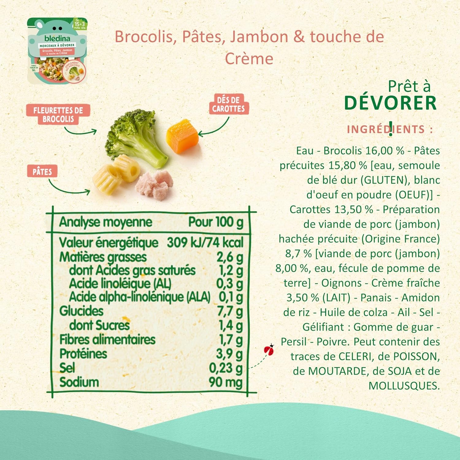 Detalle de Blédina Morceaux à Dévorer – Pack 10 assiettes pour bébé 15 mois+ (7 recettes)