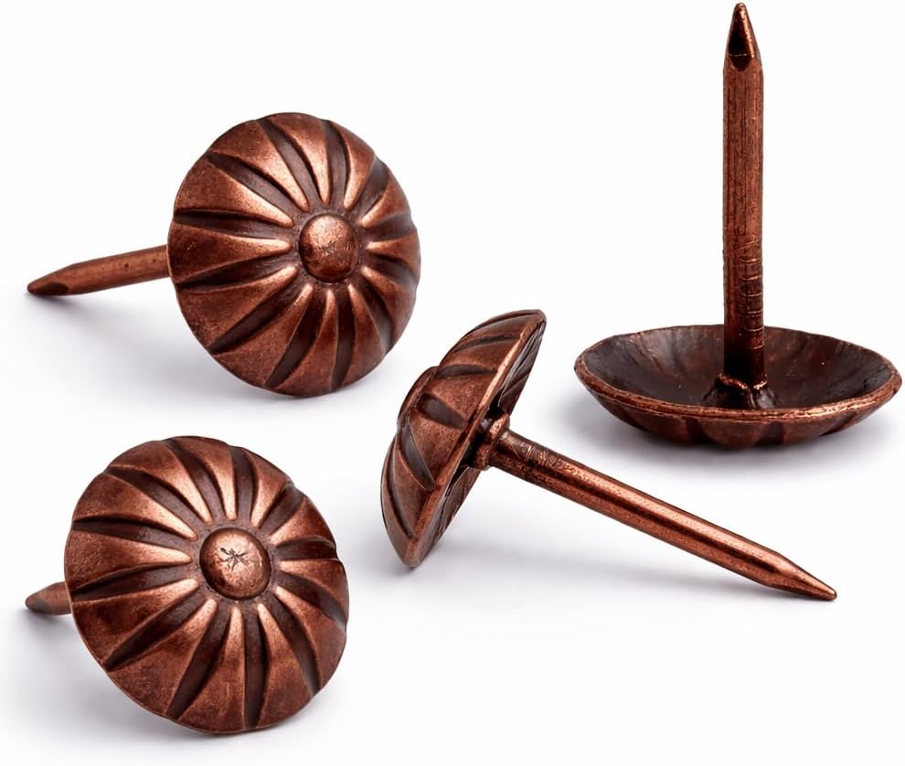 Detalle de Blpoxars 1 Flower-Shaped Upholstery Tacks, Red Copper Alloy, 100-Pack